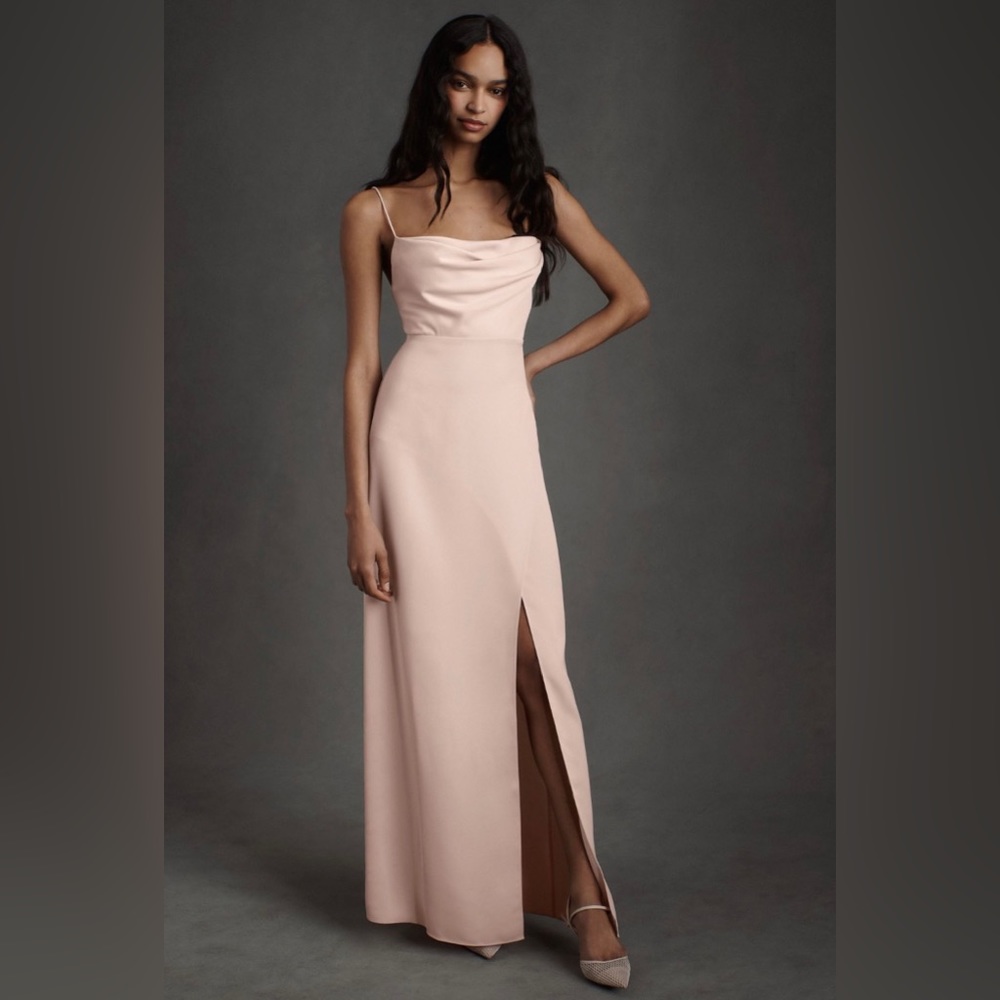 BHLDN x Anthropologie remy cowl-neck satin gown blush